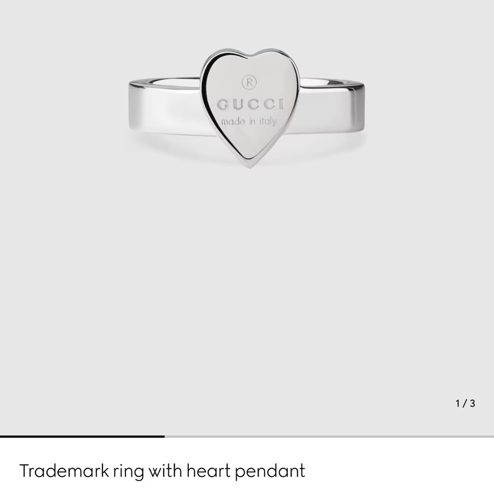 Gucci Silver Heart Charm Ring